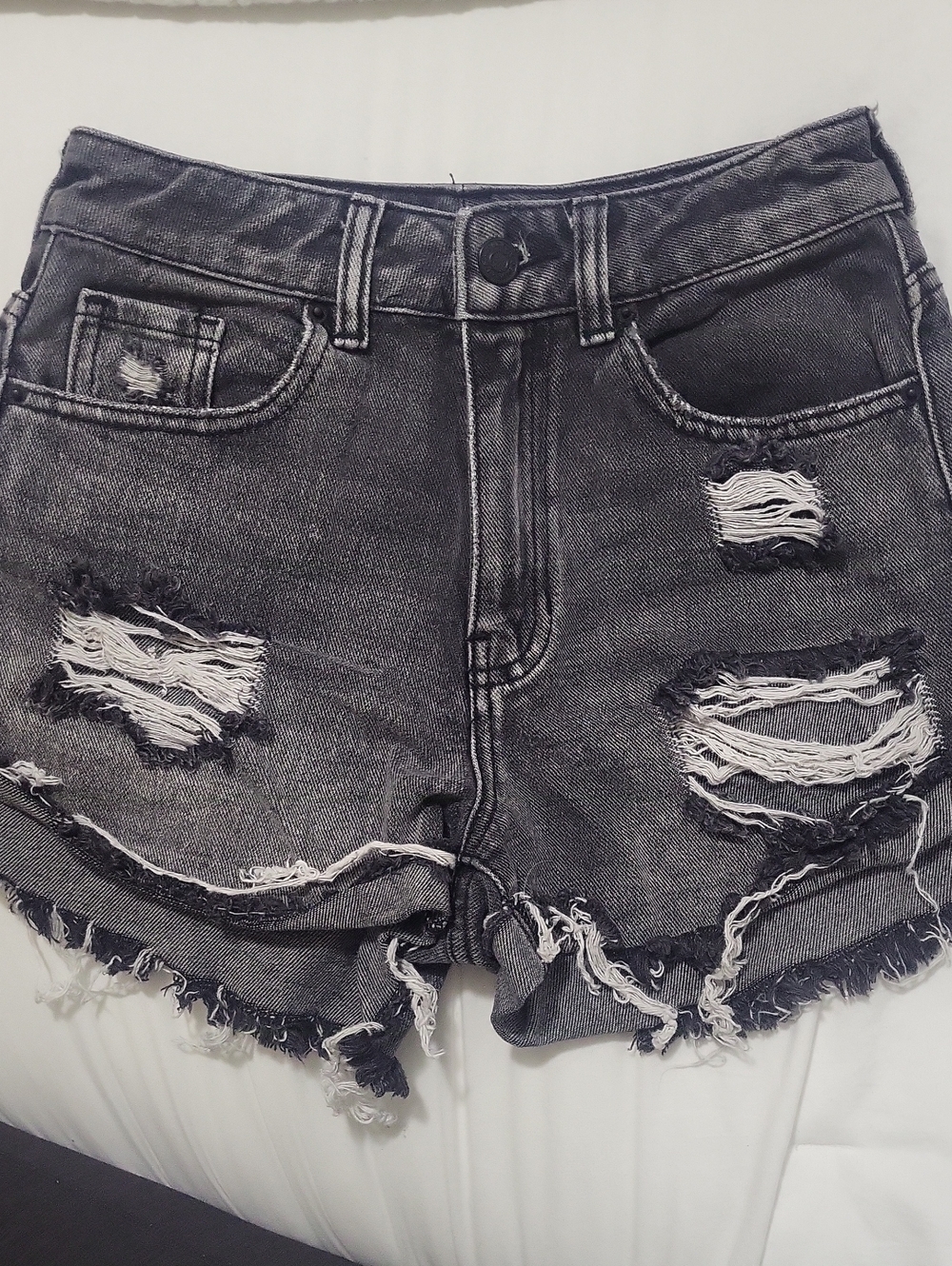 PacSun Black High-Rise Distressed Denim Shorts